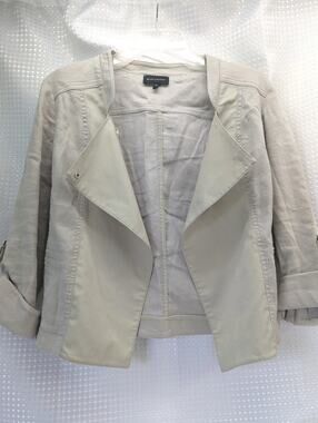 Eva Kayan Women’s Jacket Size 38 Beige Taupe Open Front Snap Casual Blazer